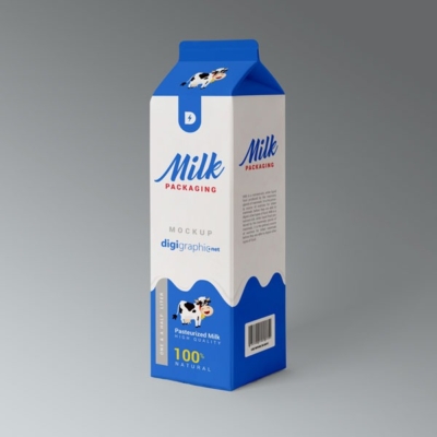 دانلود طرح موکاپ بسته بندی پاکت شیر