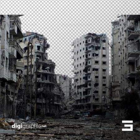 عکس بی پس زمینه از ساختمان خراب شده