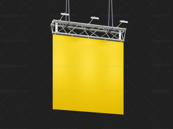 موکاپ طرح بنر مربع آویز لایه باز