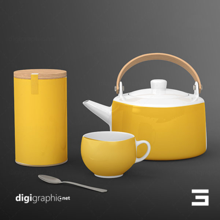 موکاپ فنجون و بسته بندی چای لایه باز