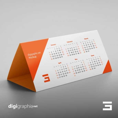 موکاپ تقویم مثلثی رومیزی لایه باز