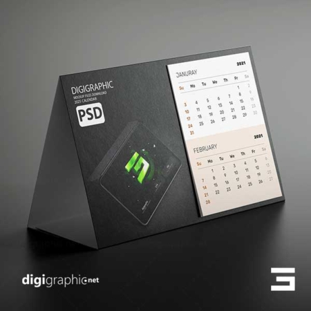 موکاپ تقویم گلاسه رومیزی لایه باز