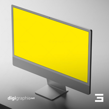 موکاپ طرح مانیتور خاکستری اپل لایه باز