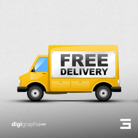 موکاپ طرح کارتونی ماشین دلیوری لایه باز