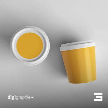 موکاپ لیوان کاغذی درب پلاستیکی لایه باز