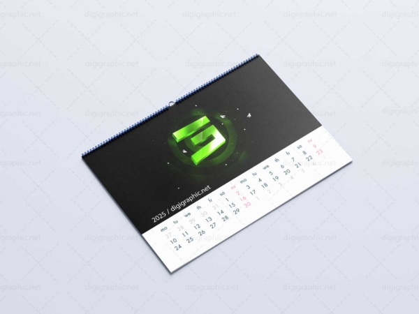 موکاپ تقویم مستطیلی سیمی لایه باز