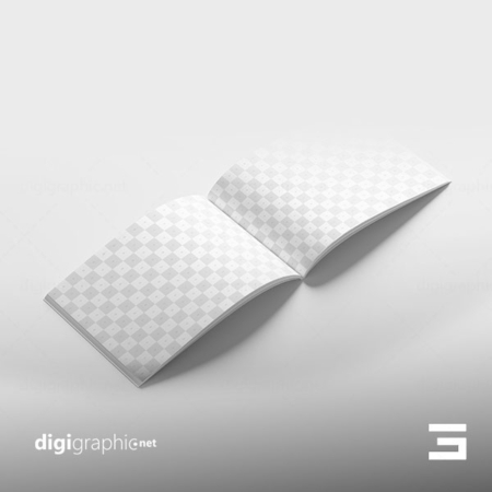 موکاپ کاتالوگ افقی باز شده لایه باز