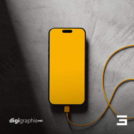 موکاپ گوشی 15 iphone در حال شارژ لایه باز