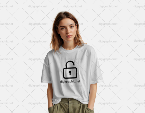 موکاپ تیشرت دخترانه گشاد سفید لایه باز