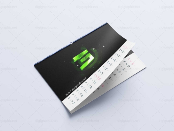 موکاپ تقویم مستطیلی سیمی لایه باز