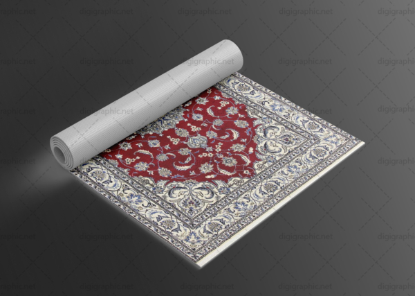 موکاپ طرح فرش یوگا و ماشینی لوله شده