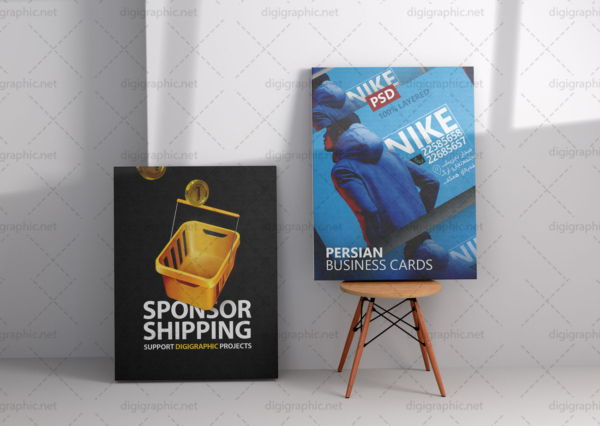 موکاپ تابلوی بوم نقاشی دوتایی لایه باز