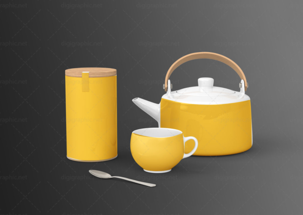 موکاپ فنجون و بسته بندی چای لایه باز