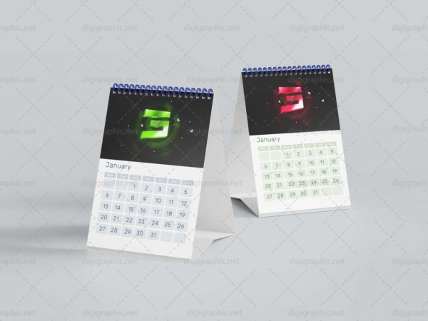 موکاپ تقویم A4 سیمی مثلثی رومیزی لایه باز