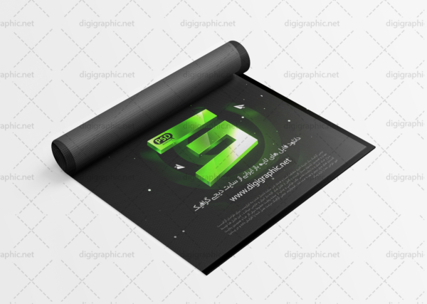 موکاپ طرح فرش یوگا و ماشینی لوله شده