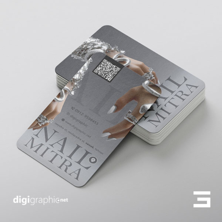 کارت ویزیت لاکچری طرح کاشت ناخن سیلور