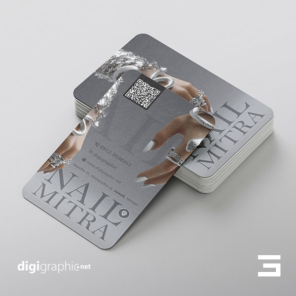 کارت ویزیت لاکچری طرح کاشت ناخن سیلور