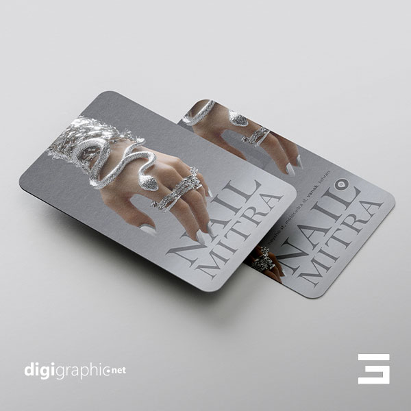 کارت ویزیت لاکچری طرح کاشت ناخن سیلور