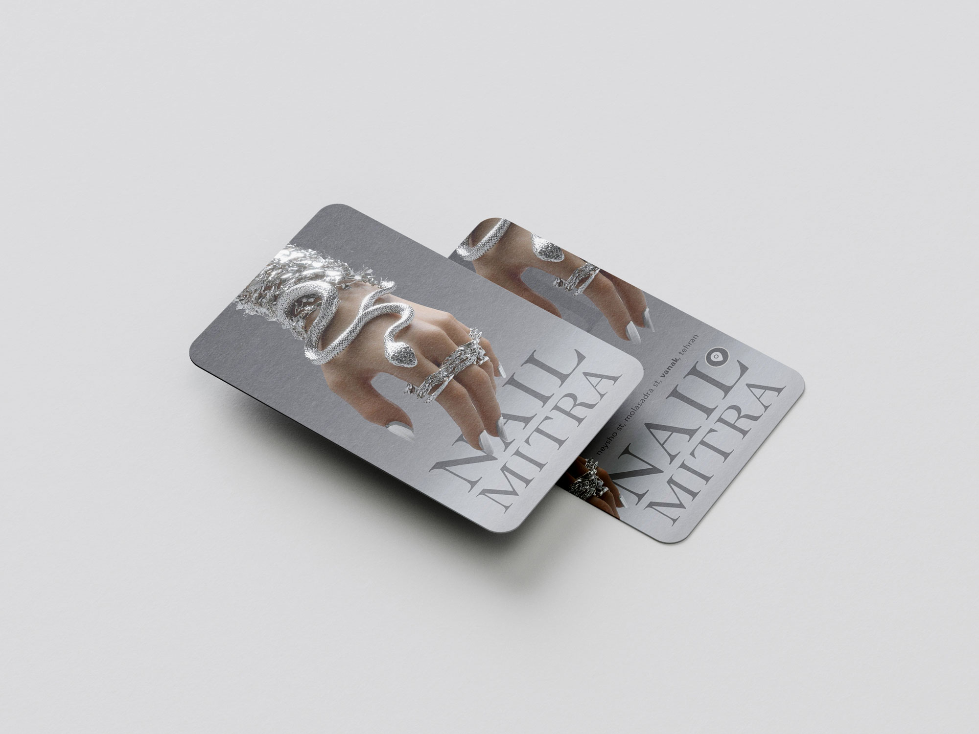 کارت ویزیت لاکچری طرح کاشت ناخن سیلور