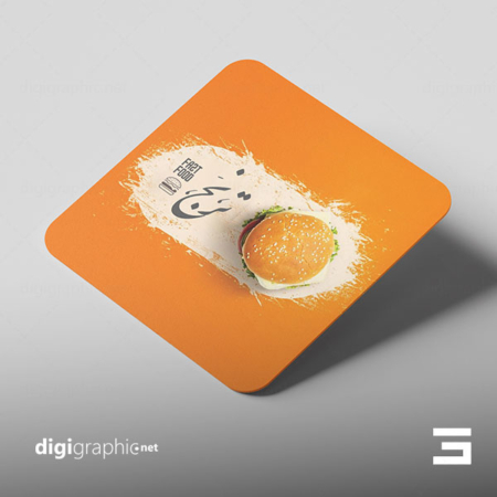 کارت ویزیت مربع برگری و فست فود لایه باز